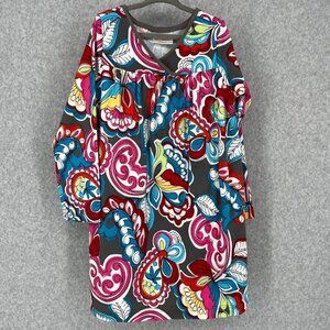 Hanna Andersson Girls LS Jersey Knit Dress Size 120/US6 Gray Pink Paisley Print